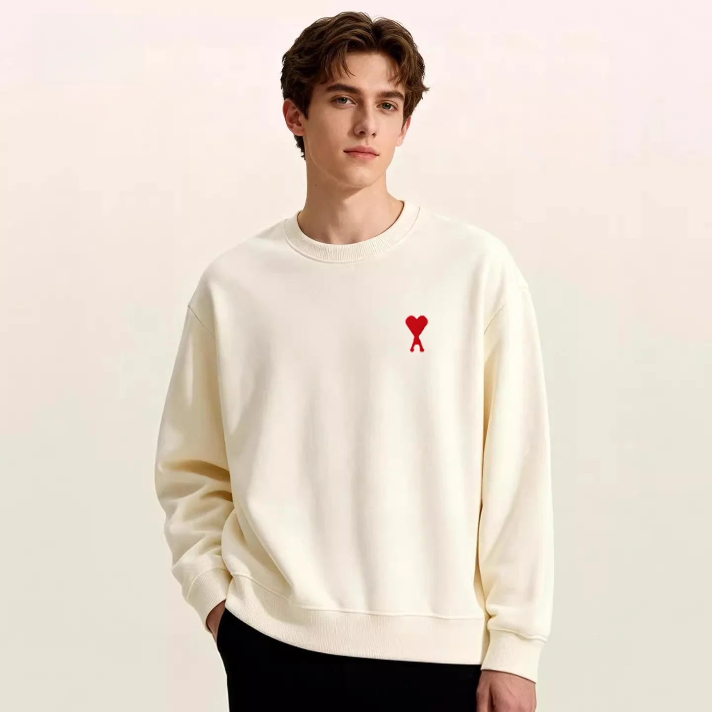 

Свободный свитшот с длинными рукавами из хлопка и полиэстера для женщин, весна-осень, новая коллекция, базовый слой, комфортный, модный