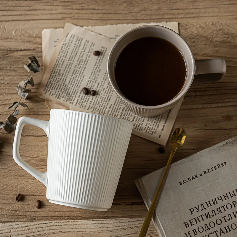 

Japanese Sle Large Capaci Emed Couple Mugs Pure Color Simple Design Stainl Steel Coffee Cups for Home Use