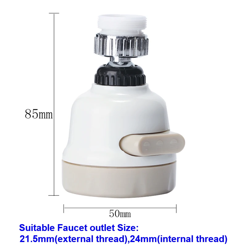 Zhangji 3 tryby Aerator kran 360 stopni obrotowy elastyczny oszczędzania wody filtr wysokociśnieniowy Adapter opryskiwacz akcesoria kuchenne — zdjęcie 6