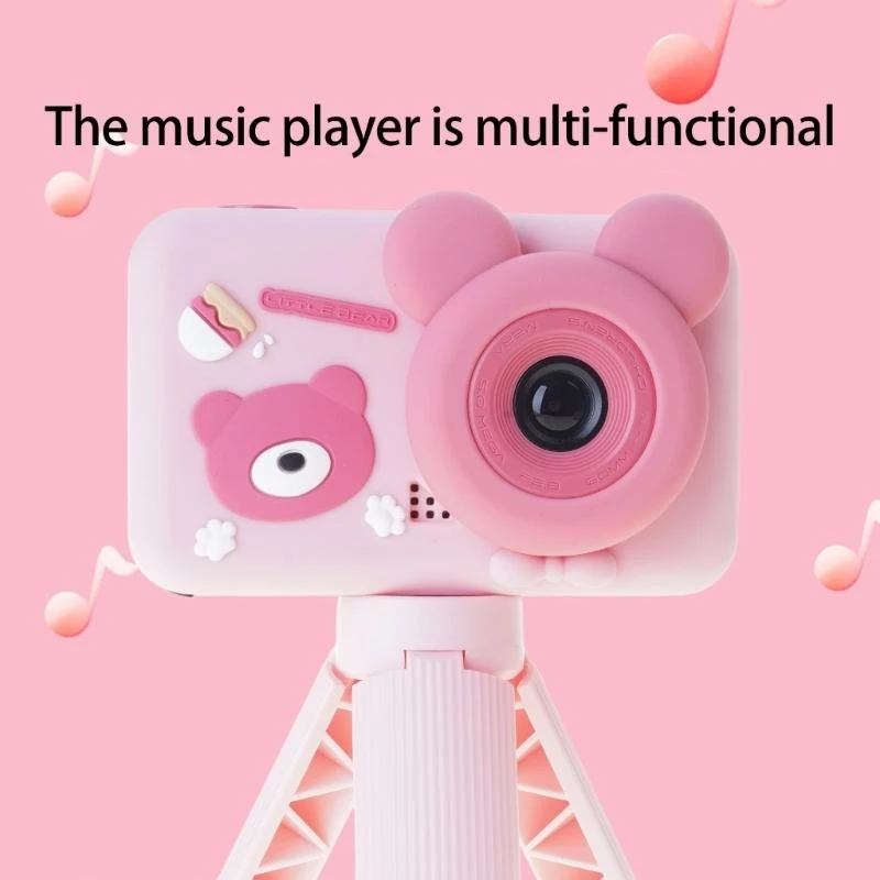 Digitalkamera für Kinder, bezauberndes Bären-Design, Doppellinse, Fotografie, abnehmbarer Ständer, einfache Schnittstelle, 15UB