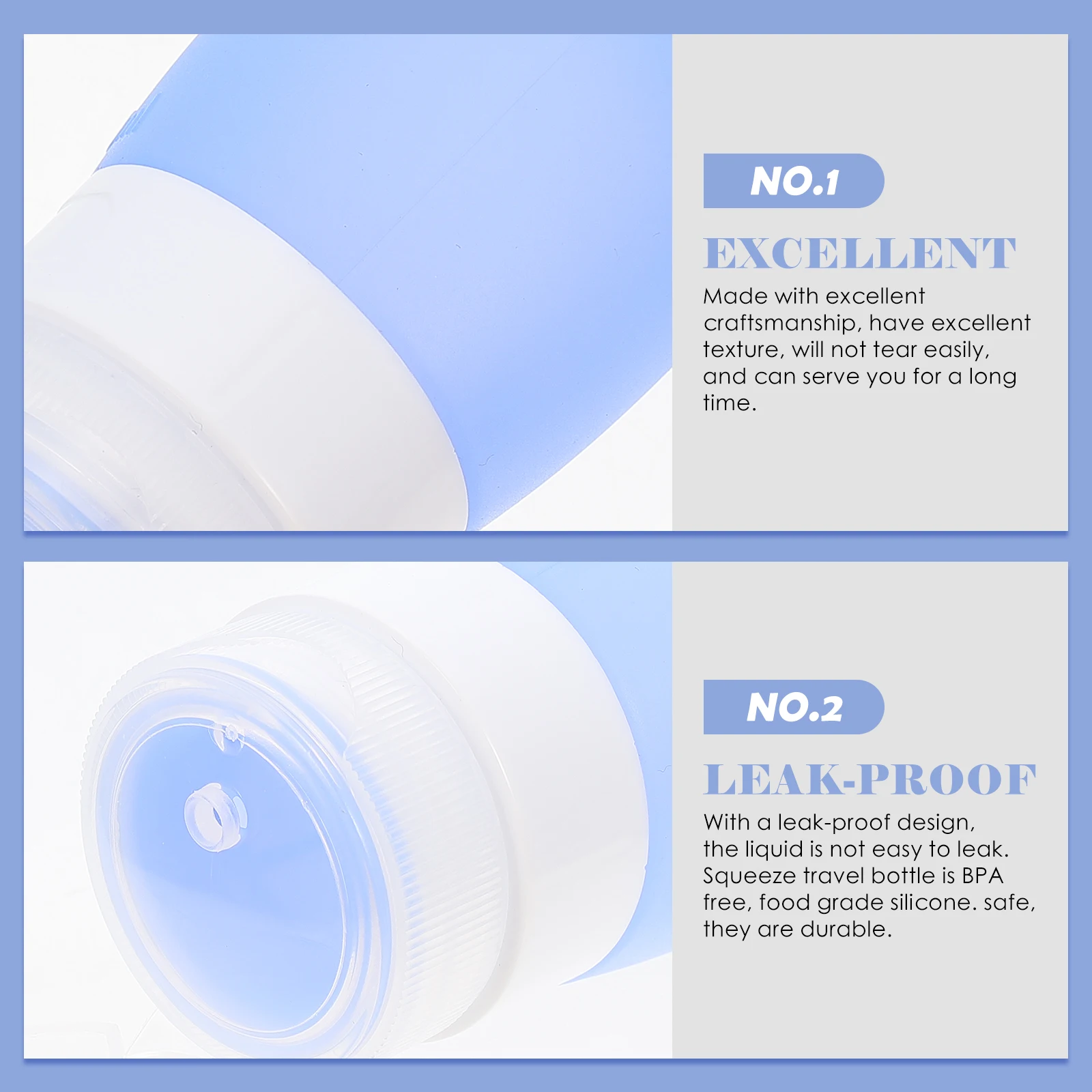 

3pcs Travel Bottles Refillable Leakproof Toiletries Containers Lightweight Durable Silicone Squeeze Shampoo Bottles for Travel