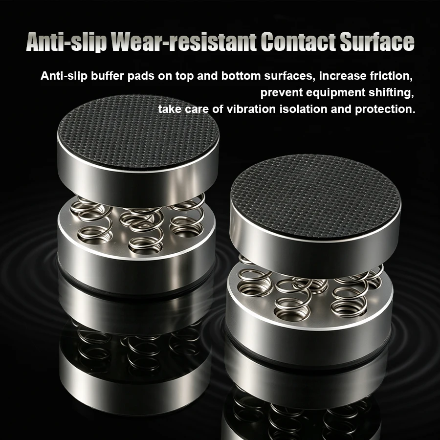 QINCROWN 4er-Pack Audiophile Audio-Isolationsfüße aus Aluminiumlegierung, Anti-Vibrations-Pads für HiFi-Verstärker, Plattenspieler, DAC, CD-Player – Detail 3