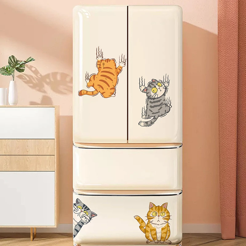 Super Cute Cat Wall Decals Animal Wall Stickers Fridge Decor Removable Peel and Stick For Fridge Home Nursery Decorations