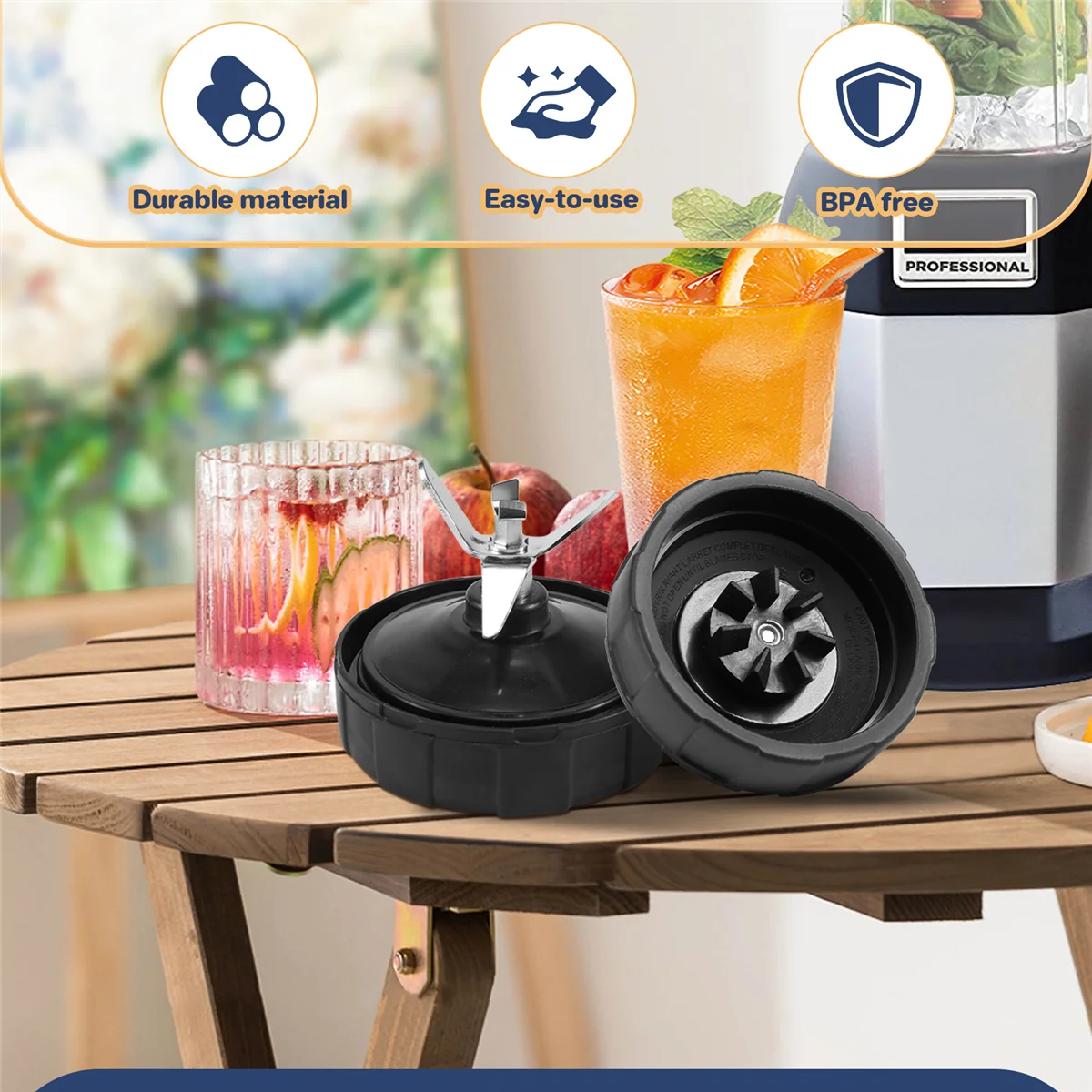 7 Fins Blender Blade Part Juicer Case Mixer Spare Assembly Replacement for Nutri Ninja Pro Auto-IQ Juicer Knife Holder image 5