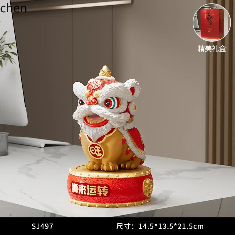 TQH7.3 Creativity Lion Dance Ornament for Living Room, TV Cabinet Wealth-Attracting Housewarming and Opening Gift
