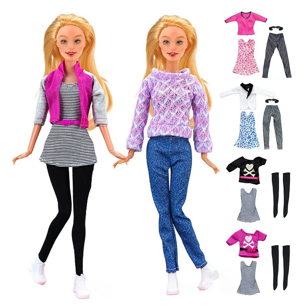1세트 패션 인형 티셔츠 재킷 바지 DIY 수제 캐주얼 의류 인형 스웨터 청바지 1/6 인형용/29~32cm 인형용