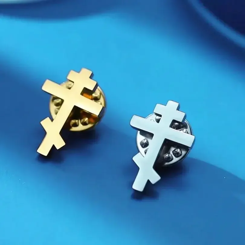 Orthodoxe Kreuz Brosche Männer Frauen Edelstahl Gold Farbe Pin Religiöse Christian Minimalistischen Klassischen Anzug Zubehör Geschenk