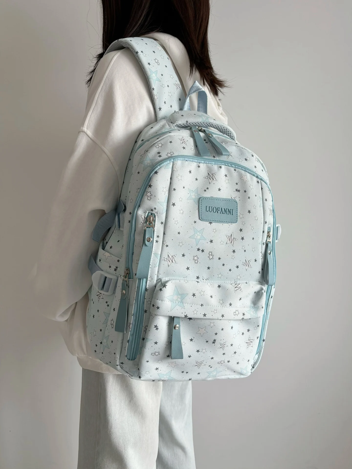 

Large Capaci Waterproof Hiking Bapa for Girls School Bag Anti-Excive Load Lumbar Support Double oulder Bag