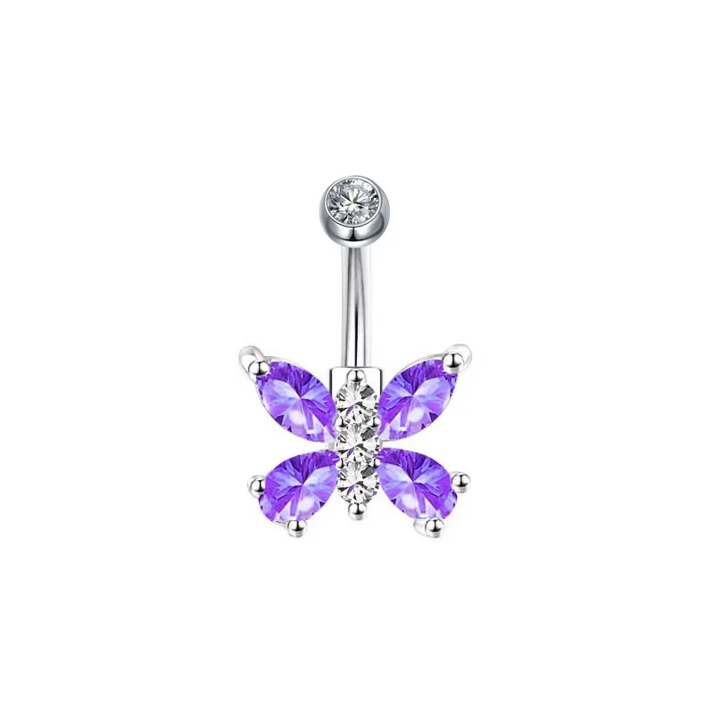 1Pc Fashion Crystal Belly Button Piercing Jewelry For Women Shiny Butterfly Navel Piercing Heart Piercing Nombril Belly Ring