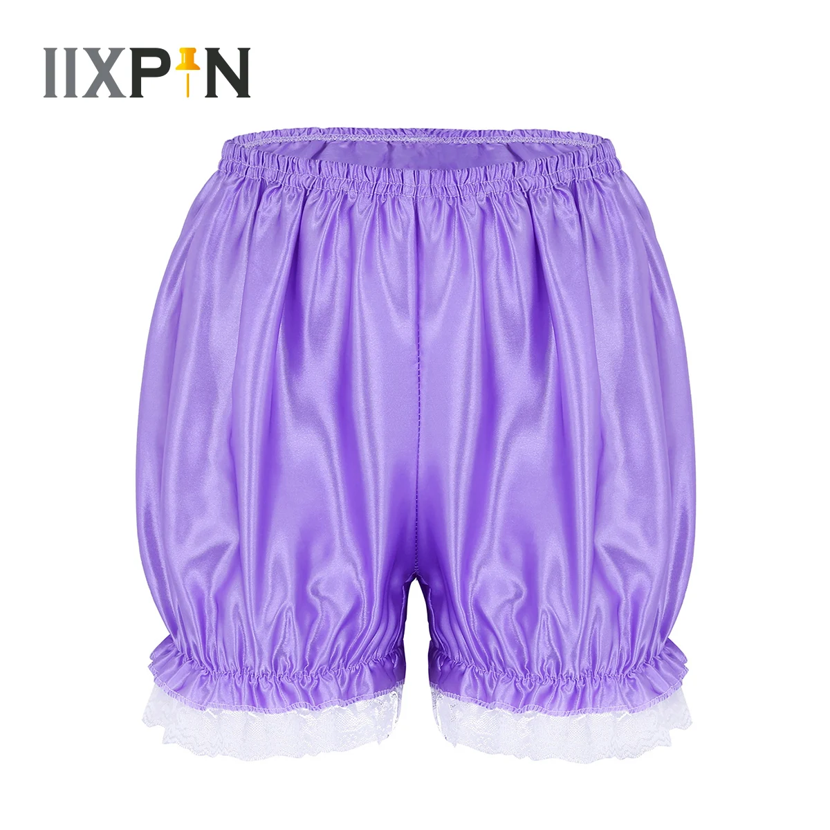 

Anti Exposure Bloomers Safety Short Pants Women Shiny Lace Lolita Satin Knickers Panties Pumpkin Shorts Dress Pettipants JK