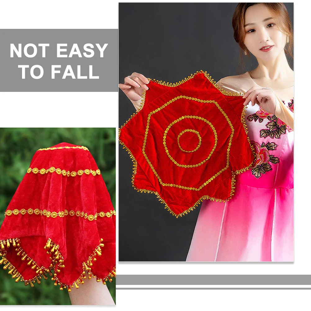 

2pcs Chinese Dance Handkerchief Red Traditional Pleuche Rotating Performance Prop For Stage Party Festival Dancing Supplies