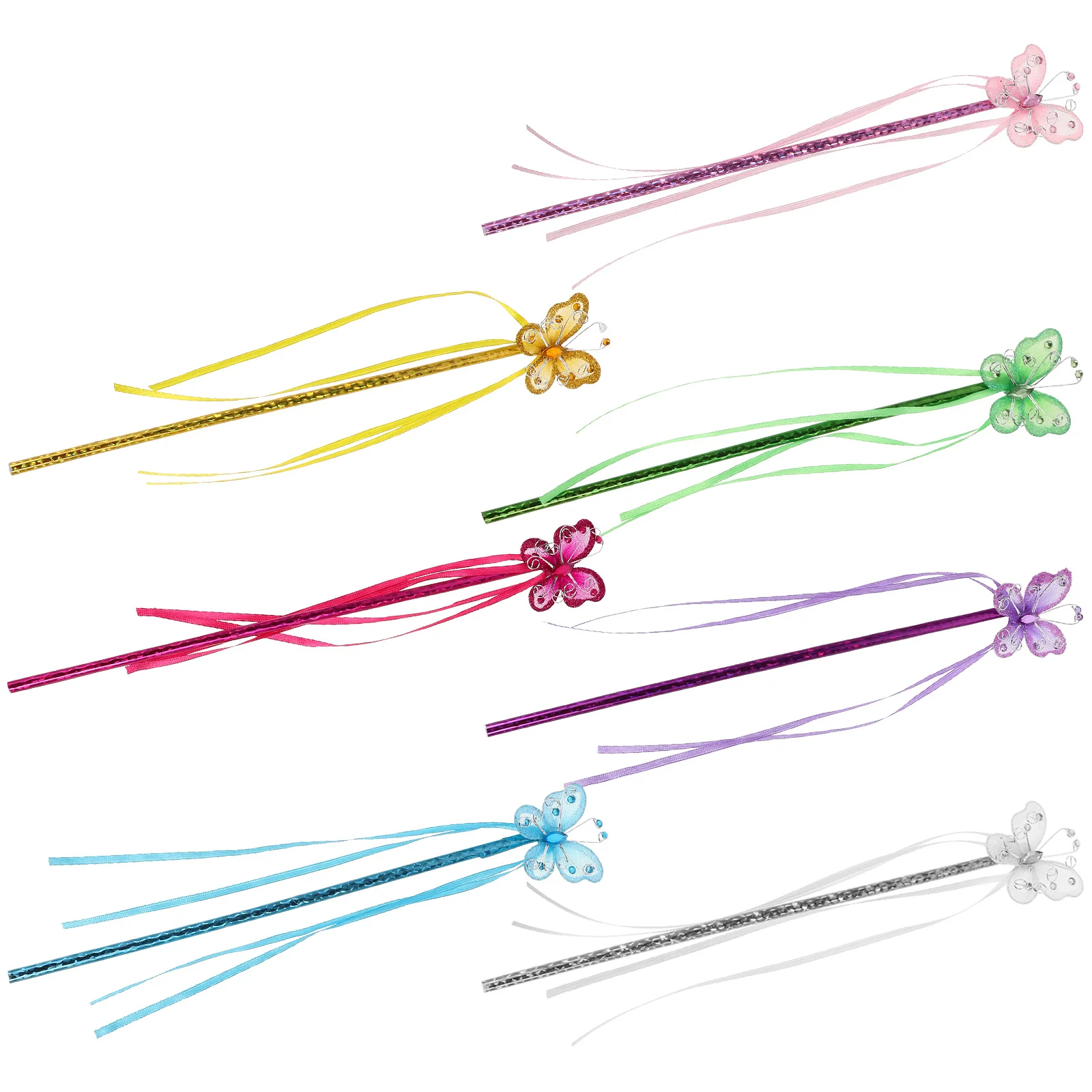 

7 шт. палочки принцессы-феи для девочек, лента-бабочка, набор палочек, детский на день рождения, Хэллоуин, вечеринка, сцена