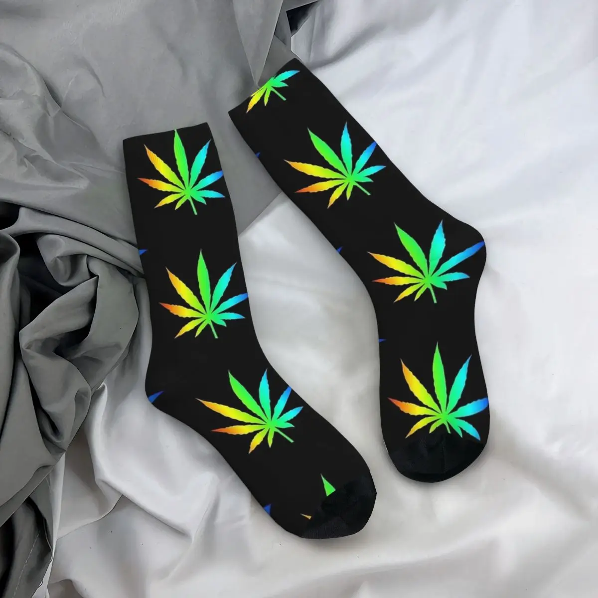 Rainbow Leaf Socks Fashion Stockings Men's Quality Running Socks Winter Custom Anti Skid Socks