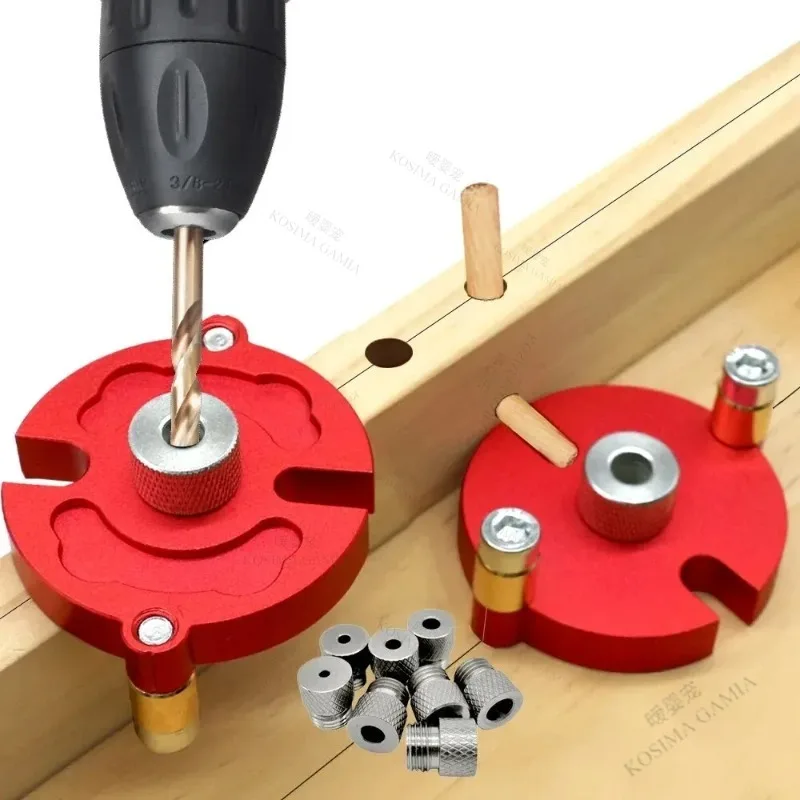 

Woodworking Joints Tool Self Center Dowel Jig Handheld Drill Guide for Straight Holes Wood Panel Hole Puncher Locator Solid