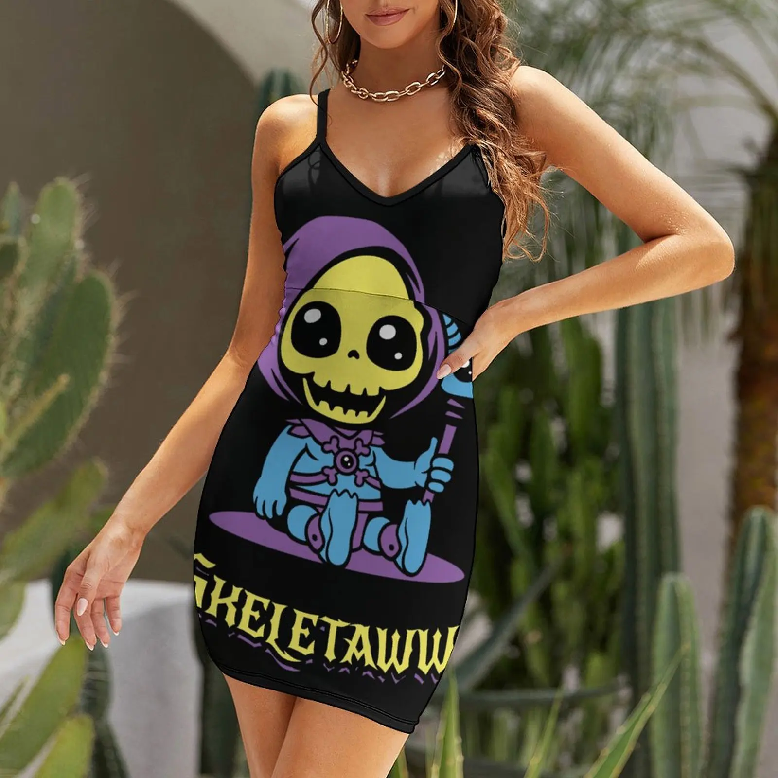 Cute Skeletor Skeletaww Essential For S Women's Sling Dress Graphic Vintage Sexy  Woman's Dress Funny Novelty Cocktails Suspende