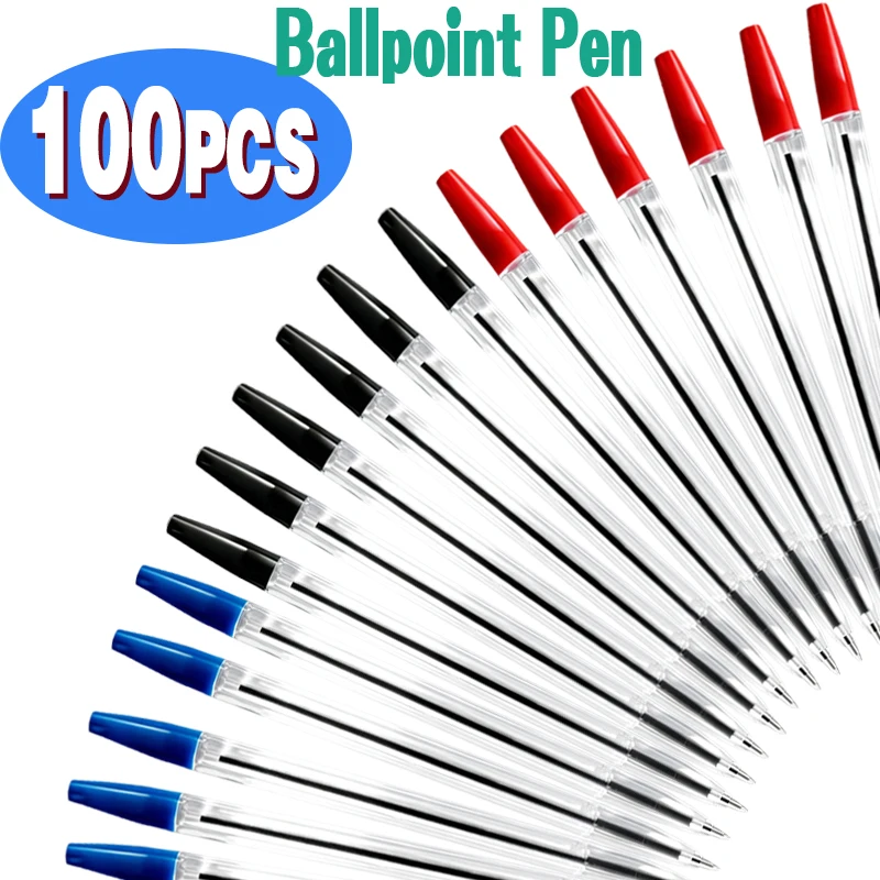 

50/100PCS 0.7mm Ballpoint Pens Medium Point Smooth Writing Quick-Drying Ink Polypropylene Ideal Office School Supplies
