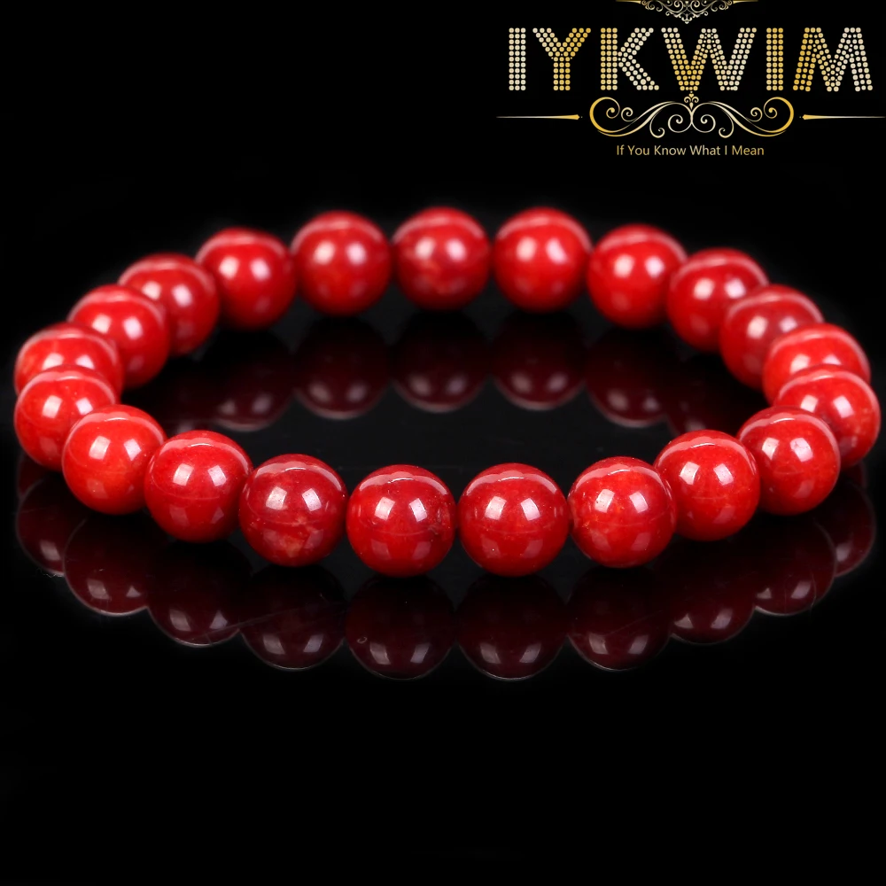 Natural Stone Bracelet Red Coral Jades Beads Jewelry Gift For Men Magnetic Health Protection Women Elastic Thread 6 8 mm