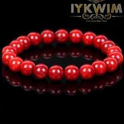 Natural Stone Bracelet Red Coral Jades Beads Jewelry Gift For Men Magnetic Health Protection Women Elastic Thread 6 8 mm