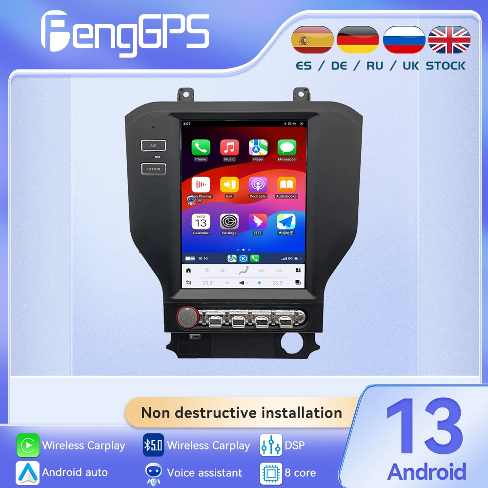 9.7'' Android 13 for Ford Mustang 15-21 Touch Car Screen Navigation Apple Carplay Car Radio DSP BT Multimedia Player 4G WIFI GPS