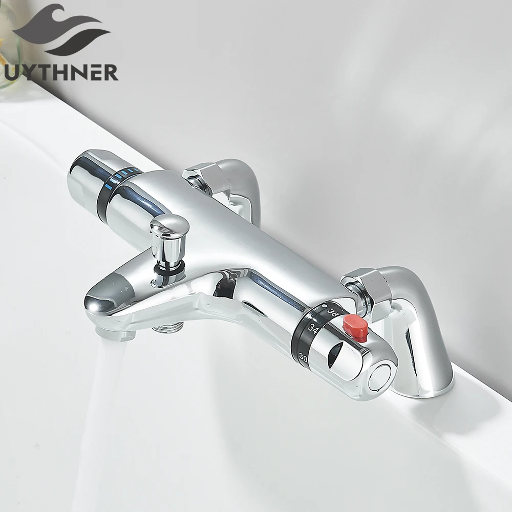 

Deck Mounted Thermostatic Bathtub Faucets Chrome Bathroom Thermostatic Mixer Tap Hot And Cold Bathroom Mixer Tap Bathtub Faucet