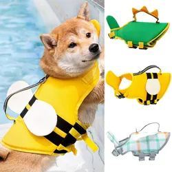 Dog Life Jacket Vest Pet Dog Swimsuit Big Dog Collar Harness Pet Dog Swimming Summer Swimwear Clothes Cute Bee Pet Dog Clothes