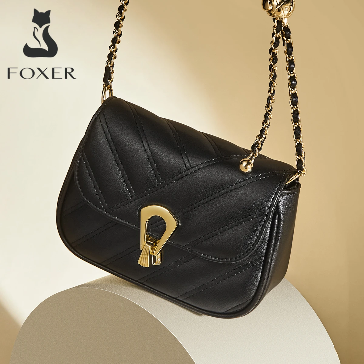 

FOXER 2025 New Simple Women's Shoulder Bag Soft Leather Crossbody Bag Fashion Female Cellphone Bag Flap Chain Bag Purse as Gift