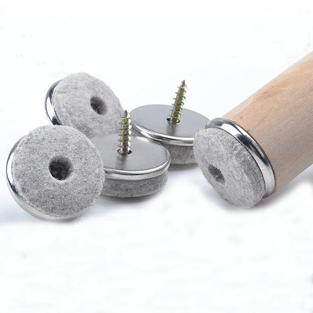 32Pcs Silver 22/24/28/38mm Felt Furniture Sofa Chair Leg Nonslip Screw Floor Anti-skid Pad Nail Protectors