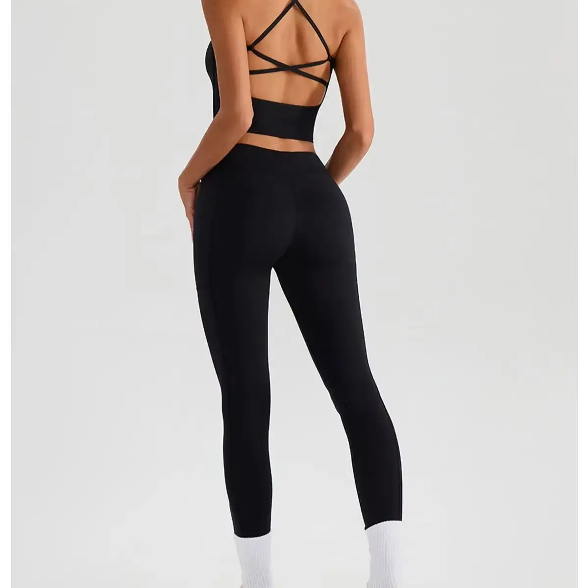 High Waist Tummy Control Cross Yoga Pants Women's Sports Leggings Seamless Workout Gym Running Fitness Tights