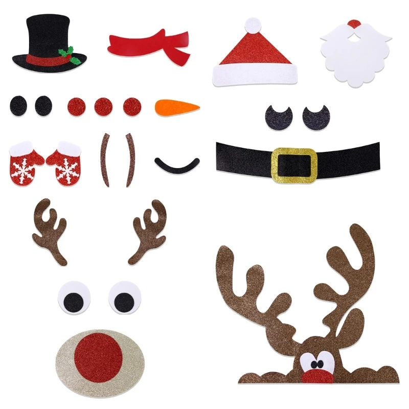 Cartoon Felt Snowman Stickers for Door Decor Refrigerator Garage Cabinet Decal DropShip