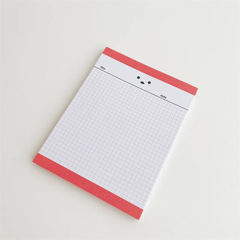 Ins Cartoon Cute Smile Grid Memo Pad Simple Style Colored Border Notepad Creative Message Paper School Stationery 50 Sheets