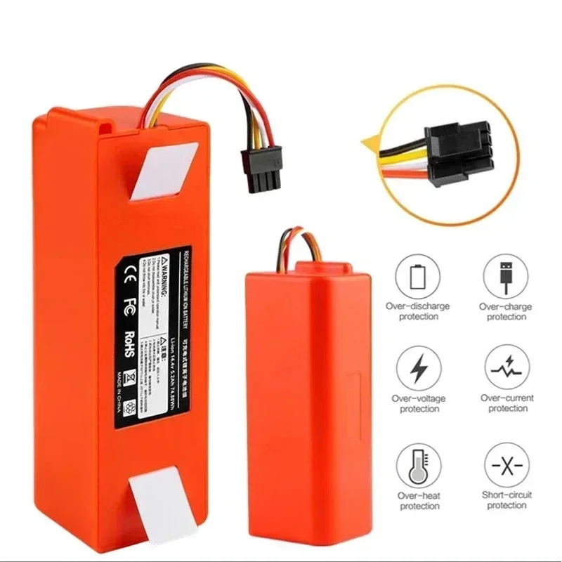 Precision Fit 12800mAh 14.4V Replacement Battery for Xiaomi Roborock Vacuum Cleaners S55/S60/S65/S50/S51/S5 MAX/S6