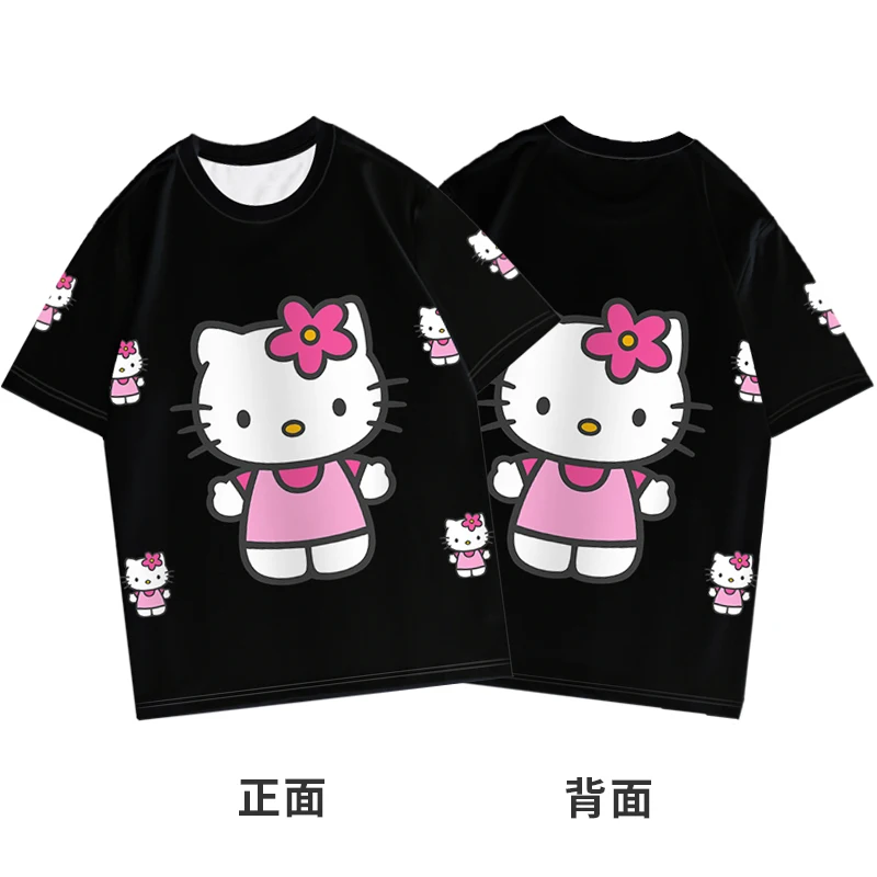

Fashion Cute 3D Print Hello Kitty Short-sleeved Comfortable T-shirts for Women Sweet and Lovely Round Neck Sleeve Clothes
