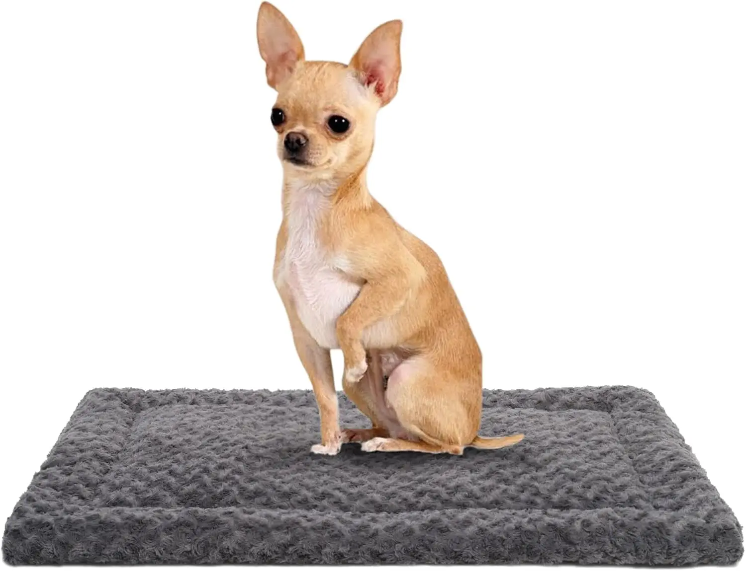 

Washable Dog Bed Mat, Soft Plush Crate Pad, Reversible, 35x22x1.5 in, Gray