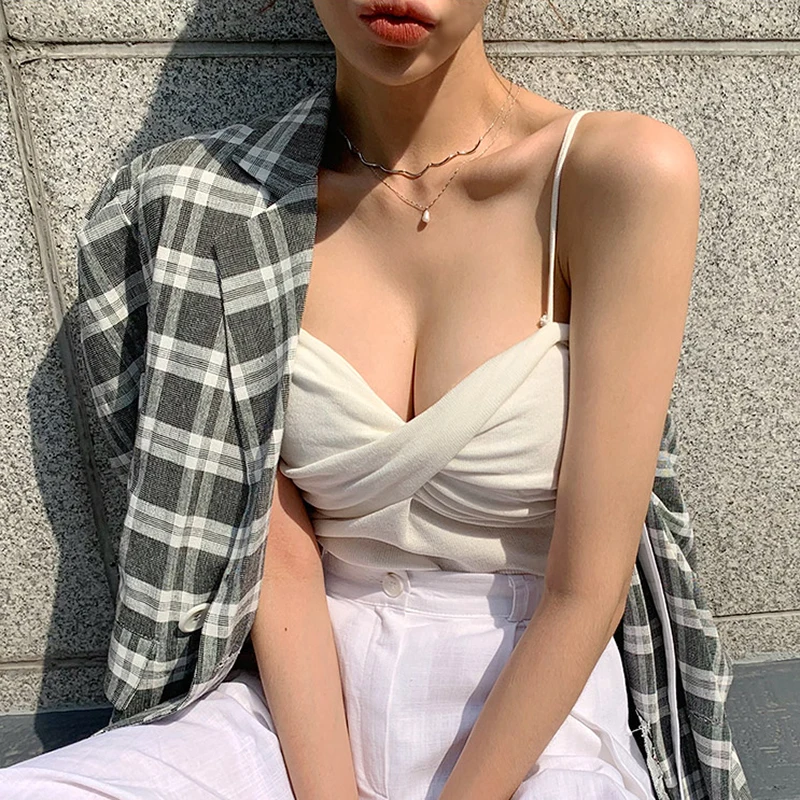 Tie-Dye Summer Women's Cross-Back Vest Thin Strap Pleated New 2024 Fashion Shoulder Baredms Regular Length Triacetate Fiber