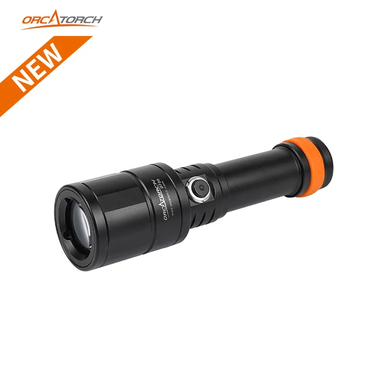 OrcaTorch D720 Super Focus Waterproof Diving Torch Max Beam Distance 1300-meter Underwater Flashlight Scuba Tech-Dive Light