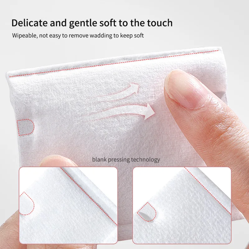 Removedor de maquiagem de algodão sanduíche de efeito duplo dupla face com 222 pedaços de algodão sanduíche amigável à pele para cuidados diários da pele