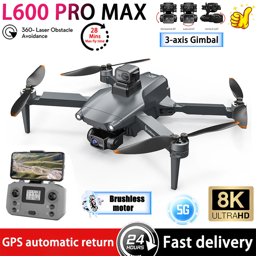 L600 PRO MAX Drone Brushless Motor GPS Drone 4K/8K HD Camera 360 Obstacle Avoidance 5G WIFI FPV Foldable Quadcopter RC Toys Gift