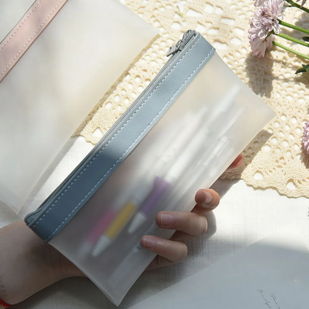 

3Pcs Pencil Bag Chic Durable Large Capacity Zipper Design Portable Pen Case Stationery Organizer Bag Pencil Pouch Small