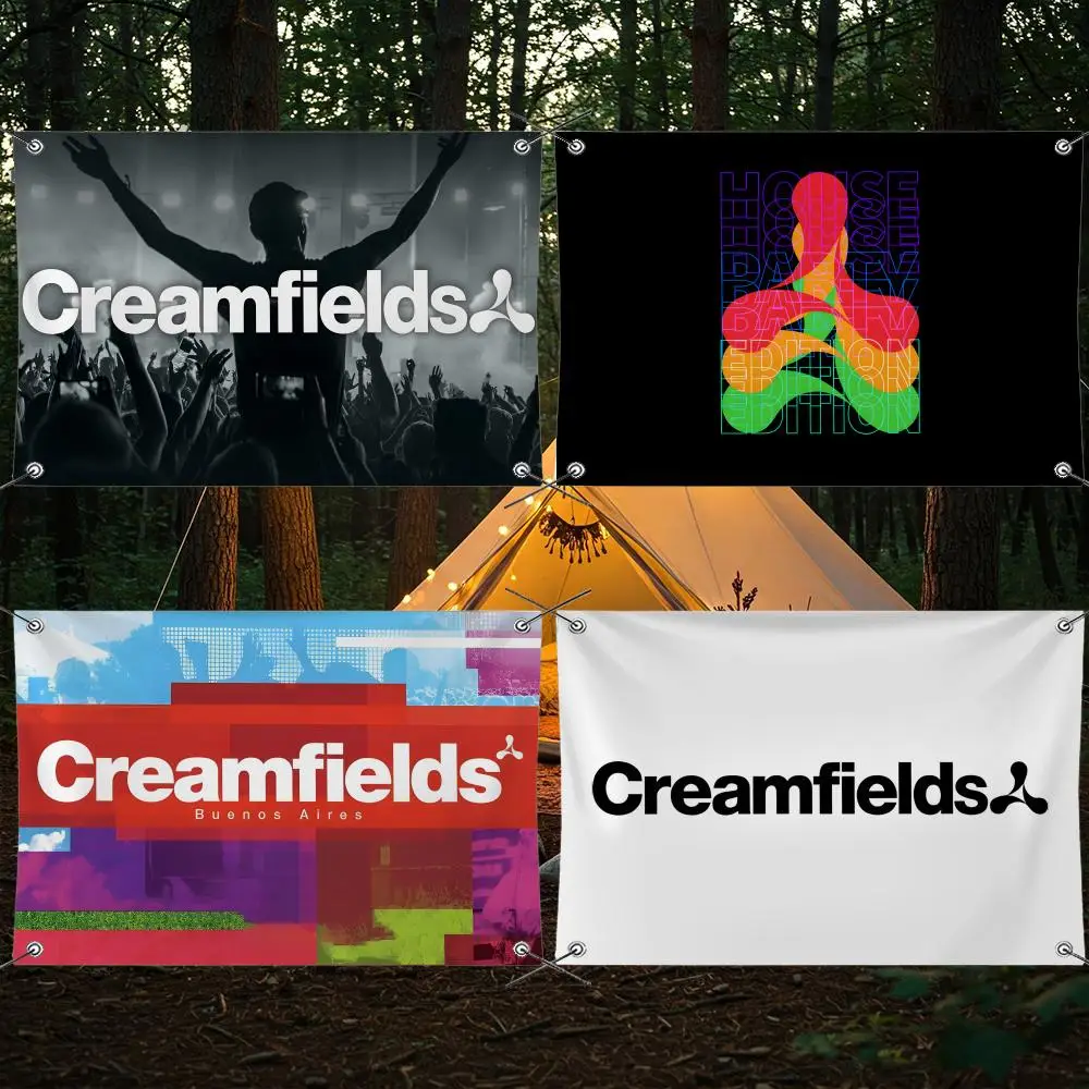 Festival C-Creamfields Flags Cozy Home Unhemmed Flag 4 Corner Grommets Anti-Wrinkle Waterproof Indoor