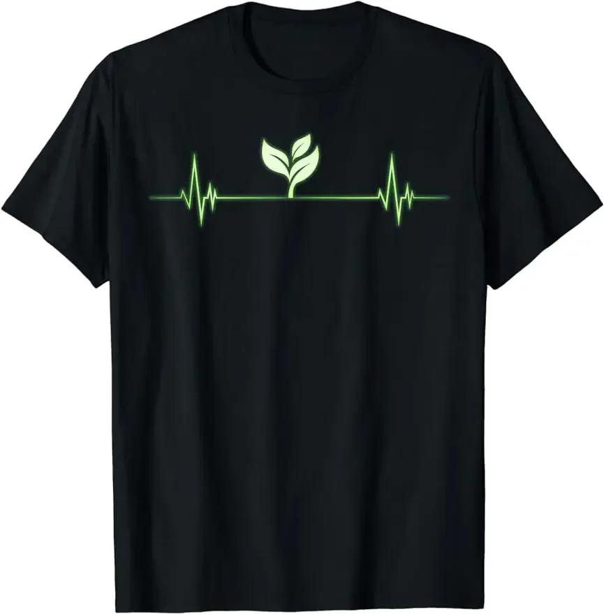 Green Leaf and Blue Line Vegan T-shirt: Sustainable and Stylish Graphic Personalized Custom Printed Women Men Summer MenT-Shirt