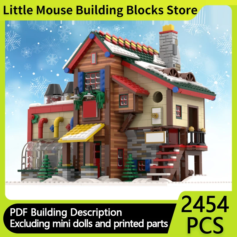 

Street View Model MOC Building Bricks Winter Village Creation Station Modular Technology Gift Holiday Assemble Children Toy Suit