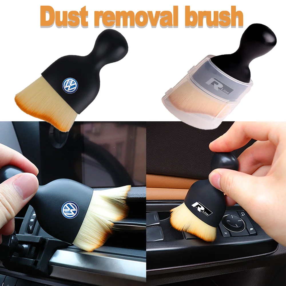 1PCS Black Car Interior Dashboard Air Outlet Cleaning Tool Dust Removal Soft Brushes For VW RLINE passat golf R Auto Accessories