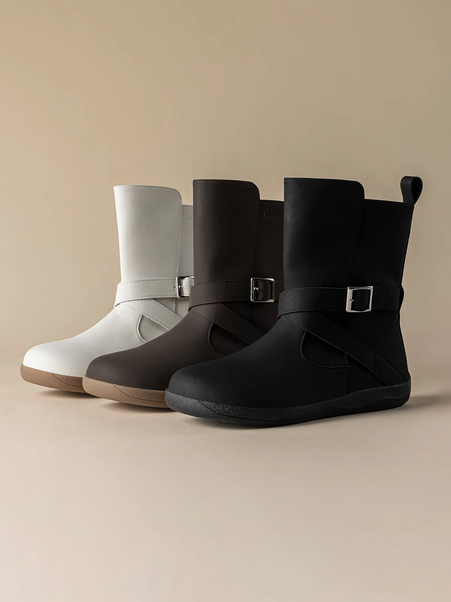 HOBIBEAR Weit geschnittene Barfußstiefel für Damen, Kunstleder, mittelhohe Knöchelstiefel, Zero Drop, seitlicher Reißverschluss, leichte Wanderschuhe – Detail 1