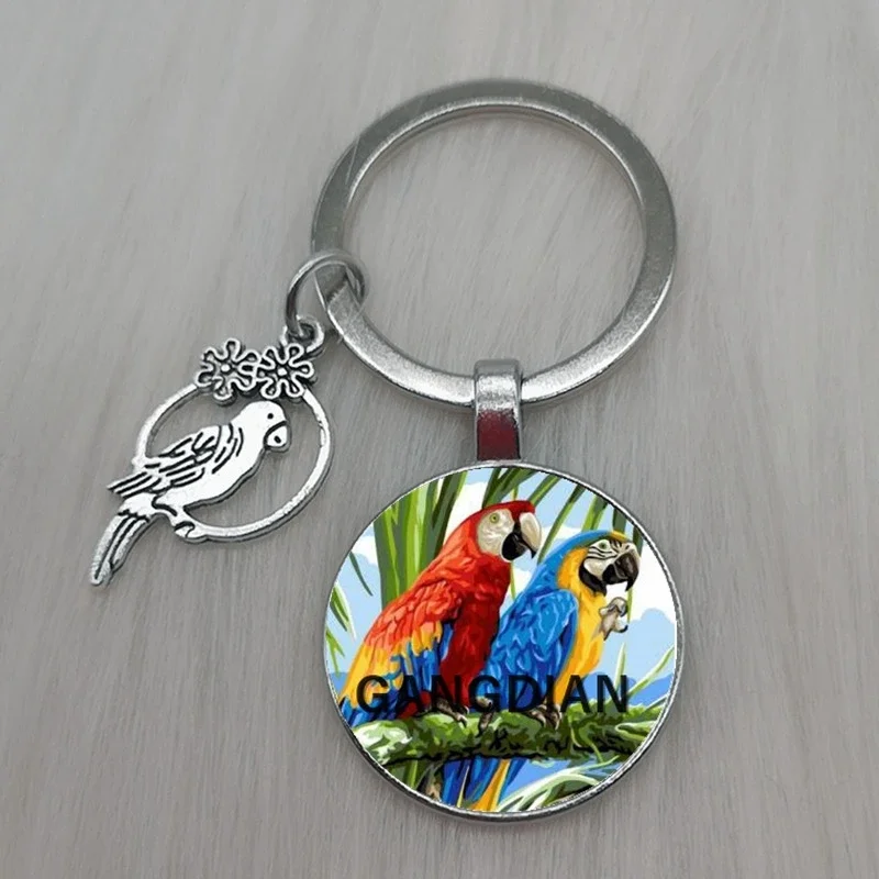 DIY fashion animal bird parrot charm car keychain bird key ring holder gift for men and women