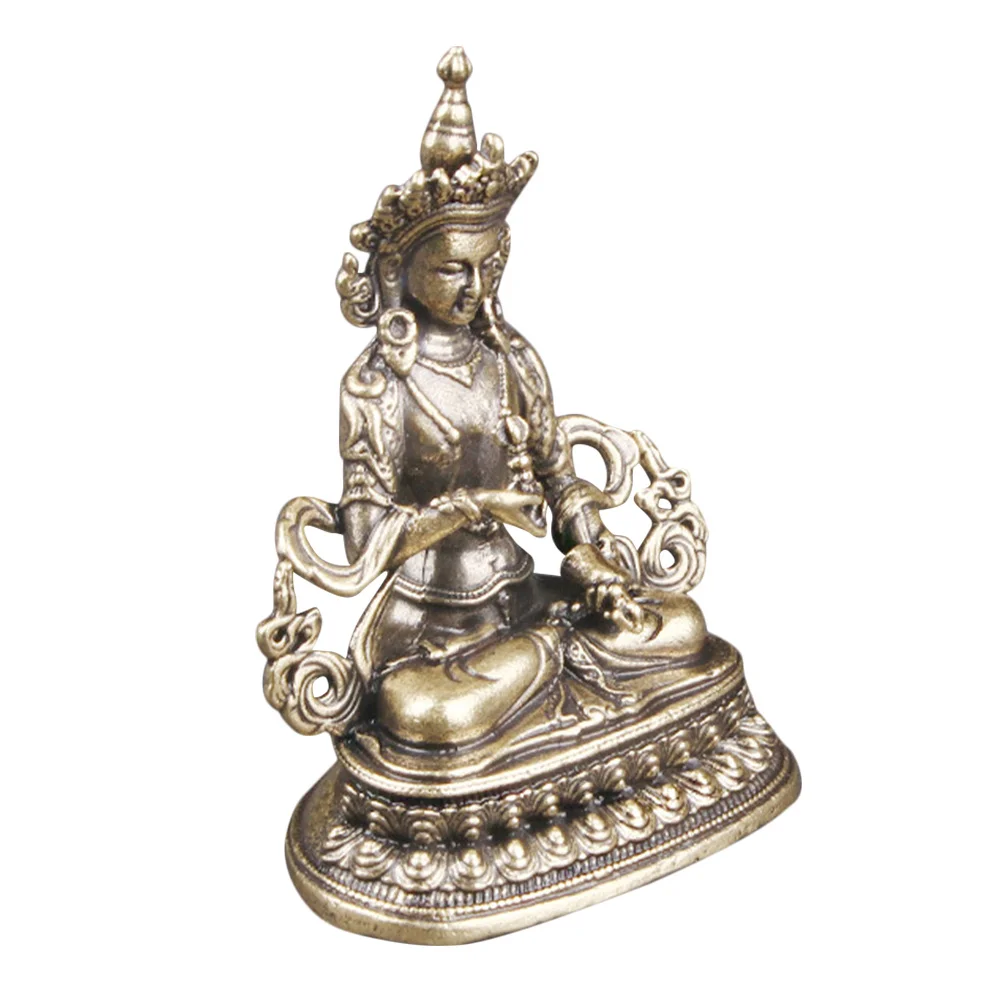 

Retro Brass Buddha Statue Desktop Sculpture Exquisite Compact Buddha Decor Tabletop Ornament Home Office Desktop Decoration