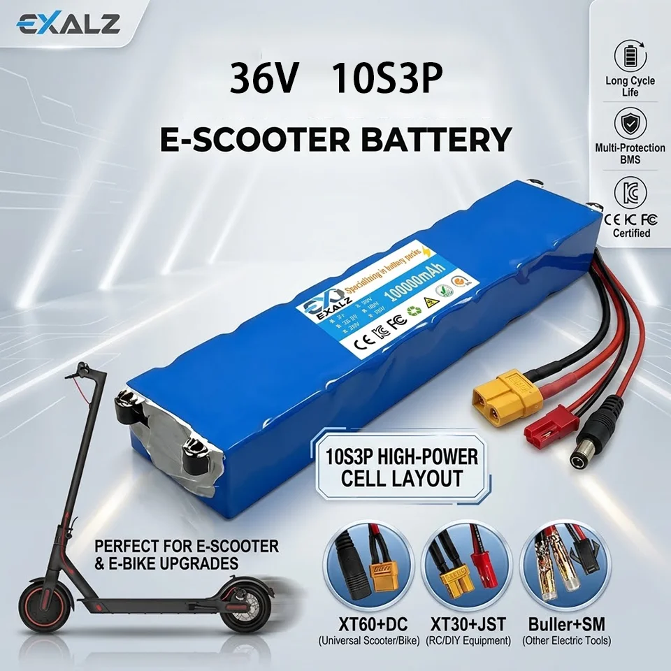 36V Electric Scooter Battery for Xiaomi M365 10S3P 100Ah 18650 Rechargeable Li-ion Pack Replacement BMS Pro 1S Mi3 Plug & Play