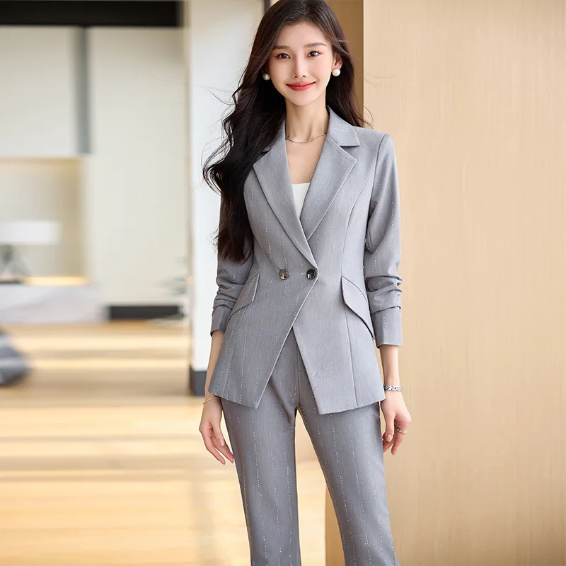 Gray Suit Women's Business Wear Dignified Goddess Fan High-End Reception Work Clothes Formal Suit Jacket