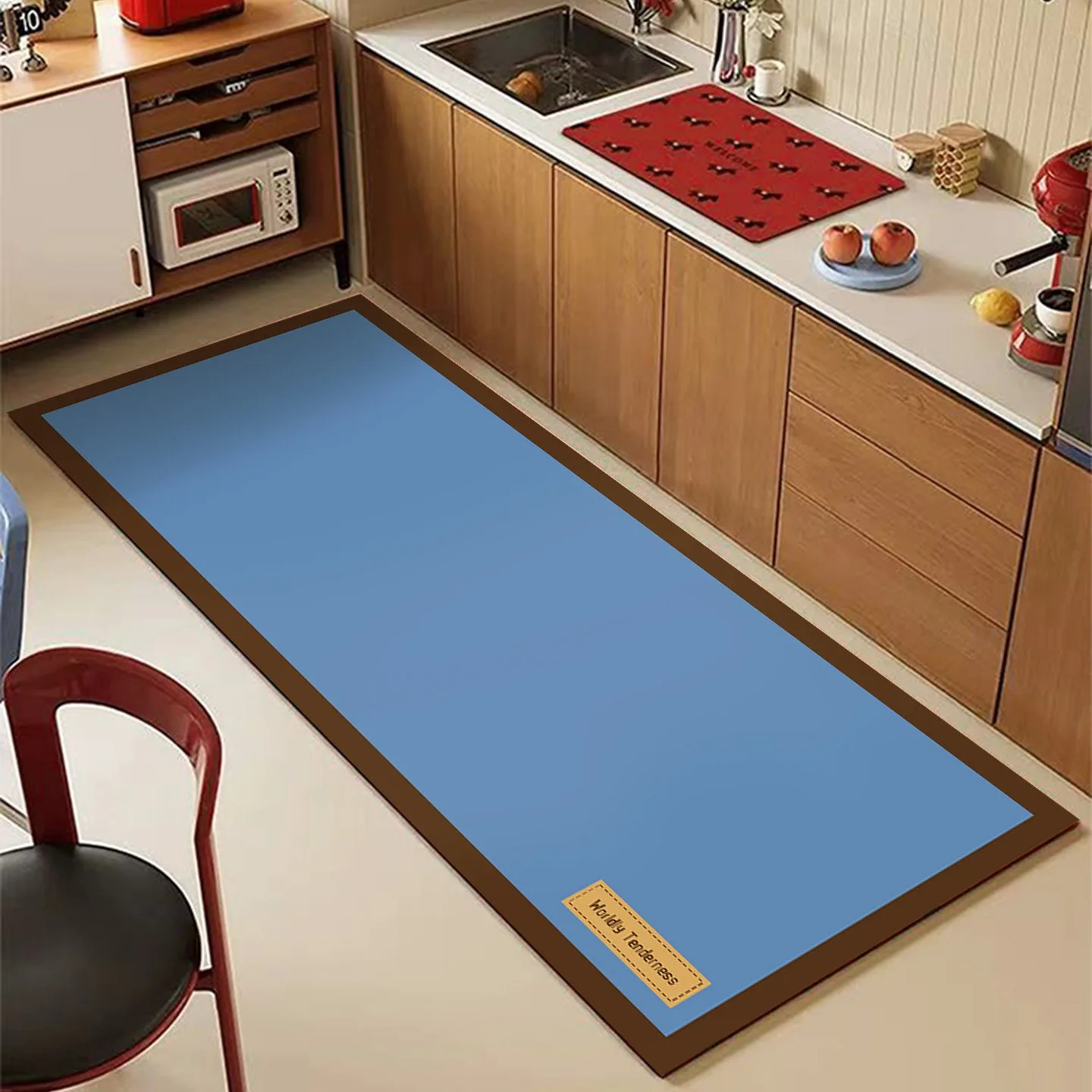 Minimally Designed Kitchen Carpet Non-slip Floor Mat Long Strip Runner Rugs Waterproof Dirty Resistant PVC Leather Washable Mats