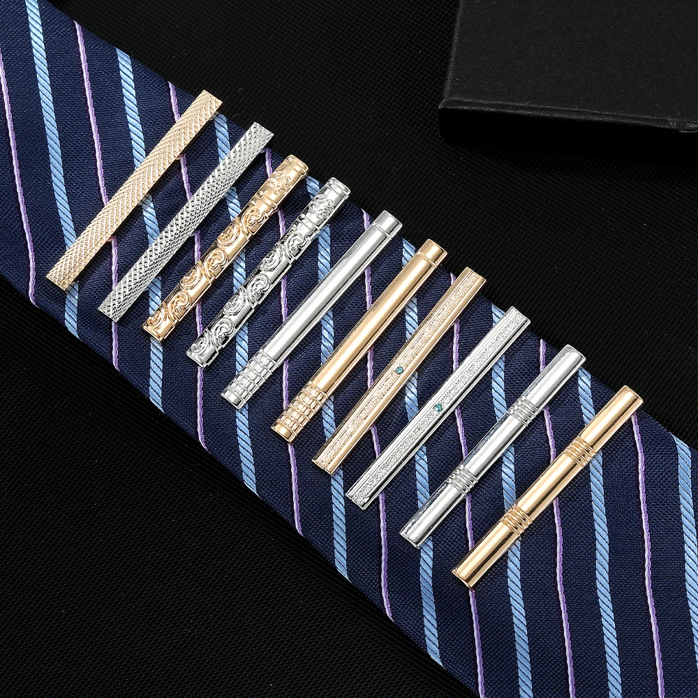Funny 5 Styles Golden And Silvery Tones Pretty Pattern Design Tie Clip Mens Formal Party Jewelry Accessories