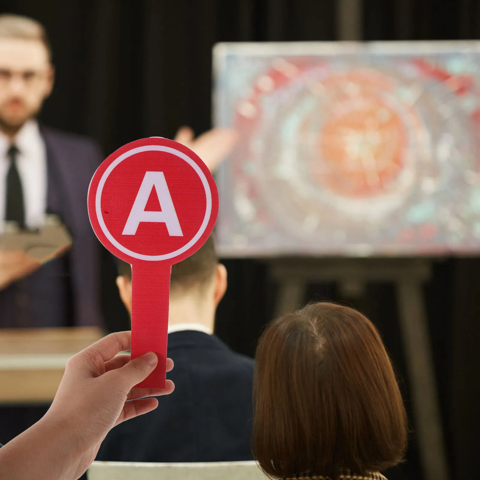 4 قطع من مجاديف التصويت القابلة لإعادة الاستخدام على شكل حرف A لوحة نتائج خفيفة الوزن للمزادات لفريق الأنشطة التفاعلية في الفصل الدراسي